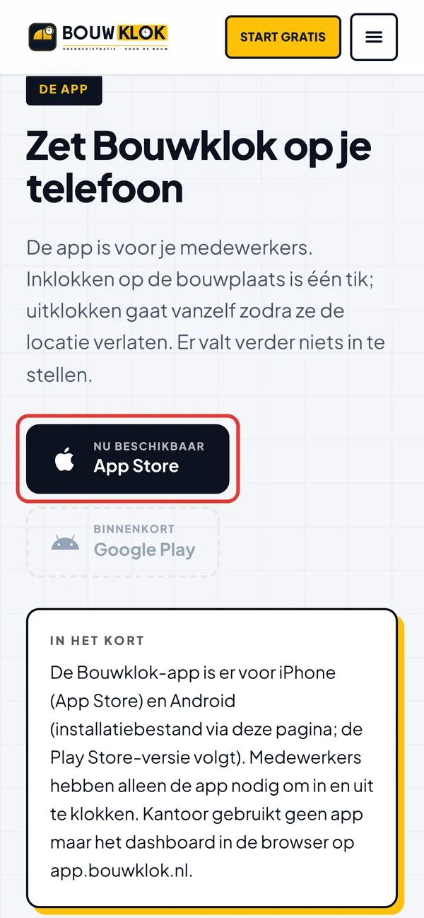 Stránka na stiahnutie s tlačidlom App Store
