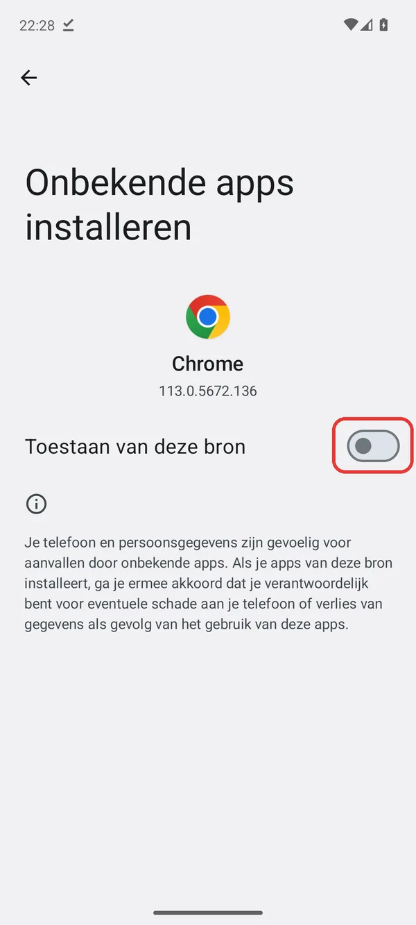 De schakelaar Toestaan van deze bron