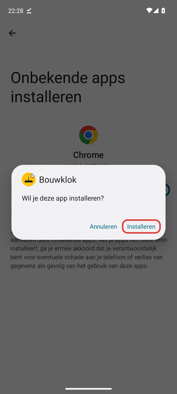 De vraag of je de app wilt installeren