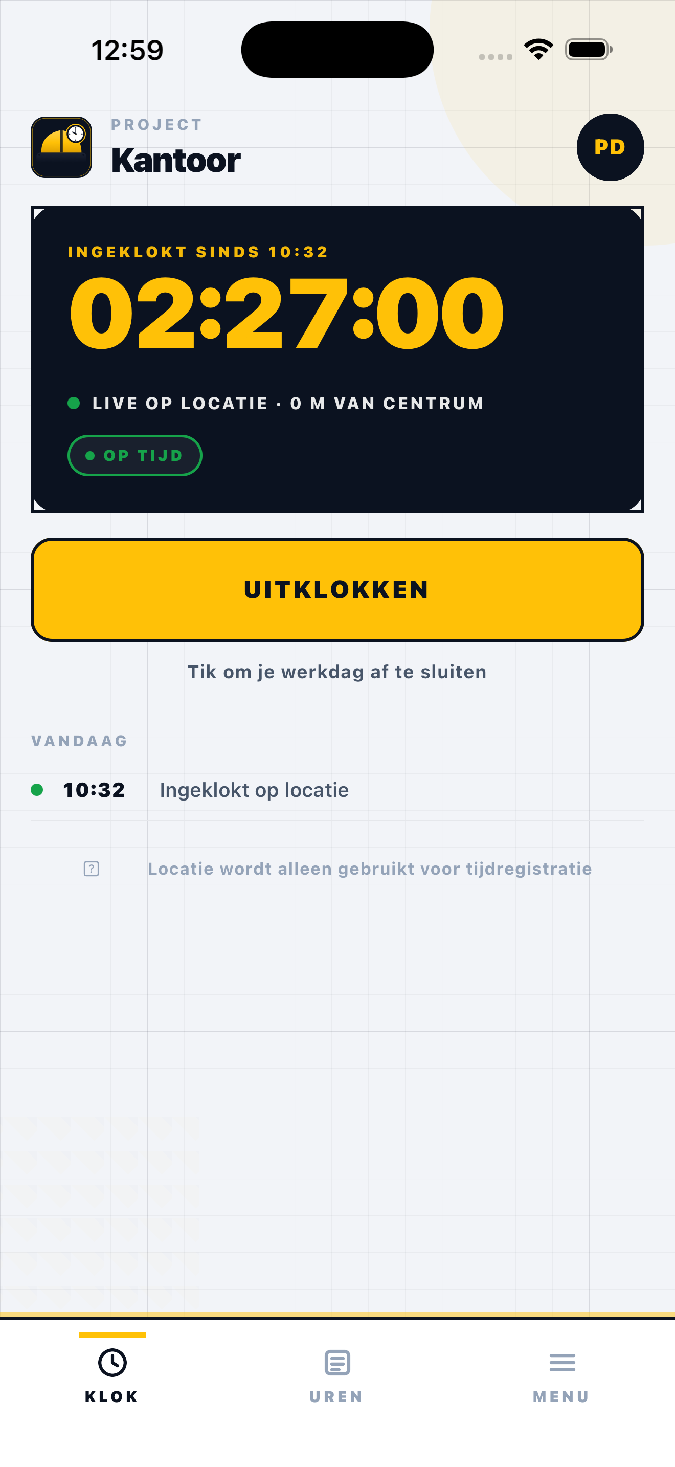 Bouwklok app — ingeklokt op de bouwplaats